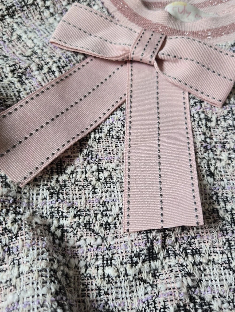 Little girl 4 EUC Truly Me Pink ruffle dress with tweed sweater cover